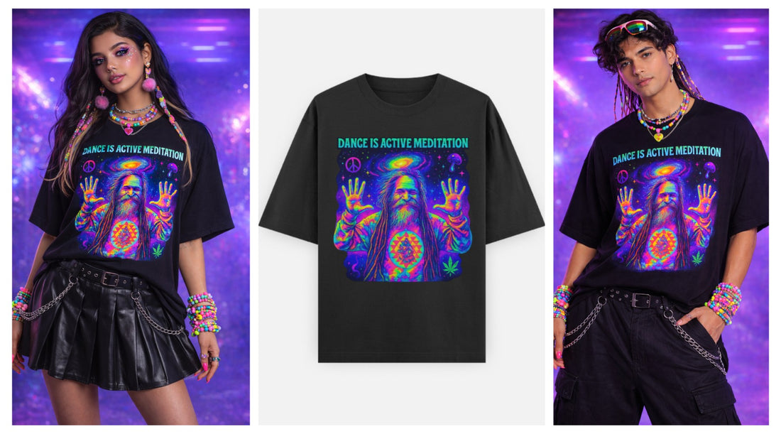 Riot Threadz Graphic streetwear tee capturing Goa Gil’s psytrance legacy and Goa beach energy