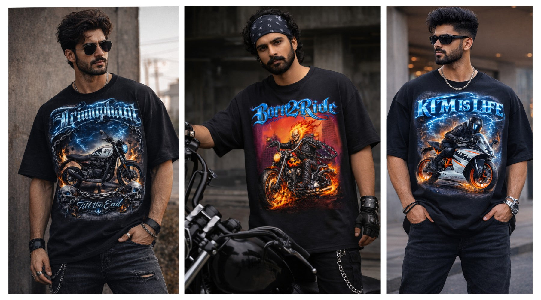 Riot Threadz biker bootleg vintage moto streetwear T-shirt with bold graphic inspired by motorcycle culture.