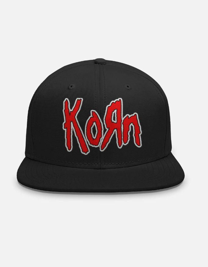 Korn Nu Metal Unisex Snapback Cap With Red Scratched Metal Design 
