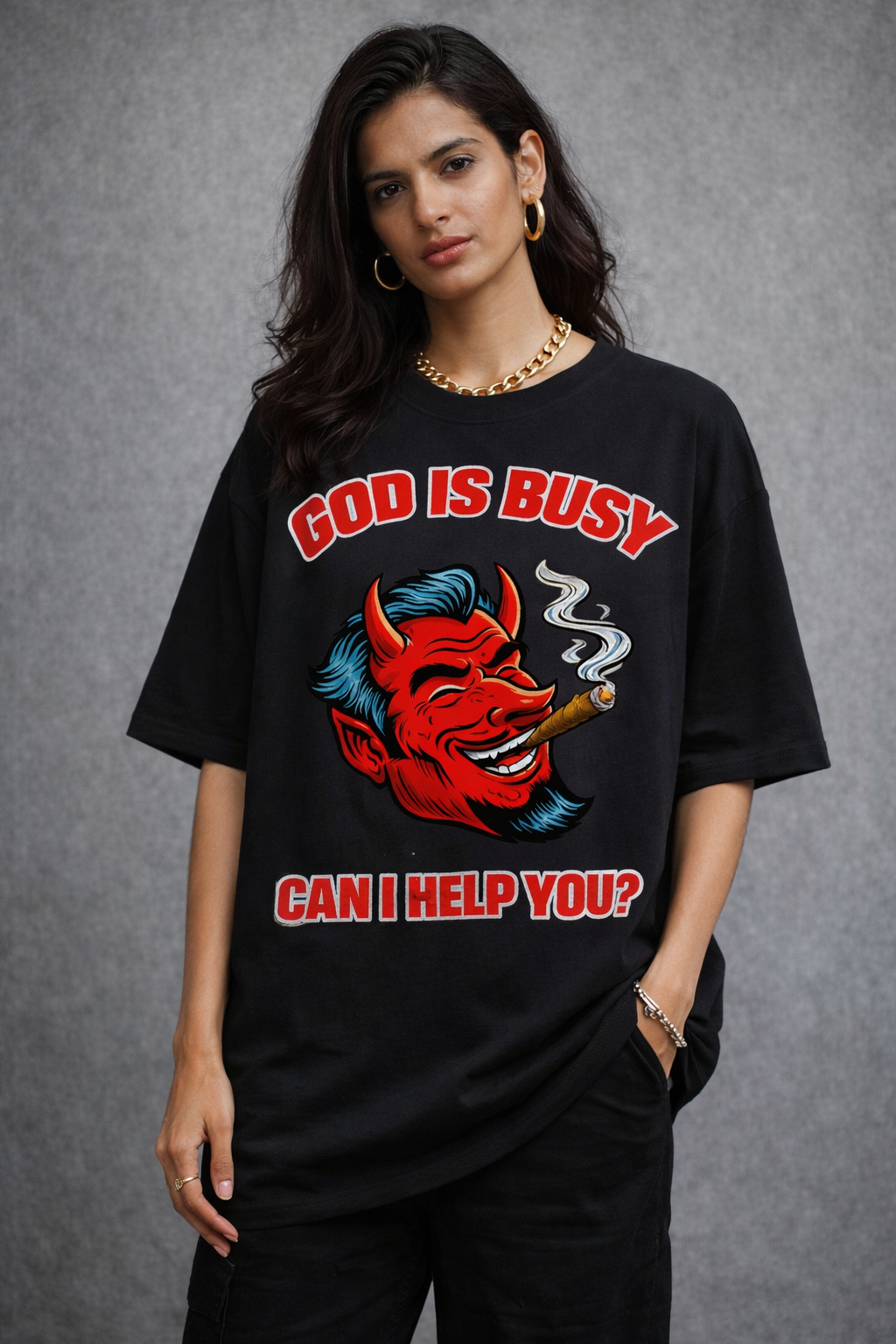 God is Busy Unisex Oversized Classic T-Shirt