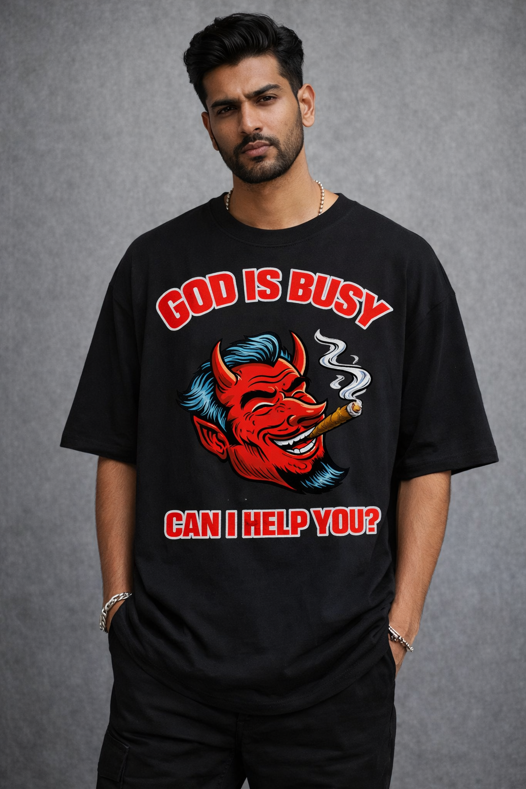 God is Busy Unisex Oversized Classic T-Shirt