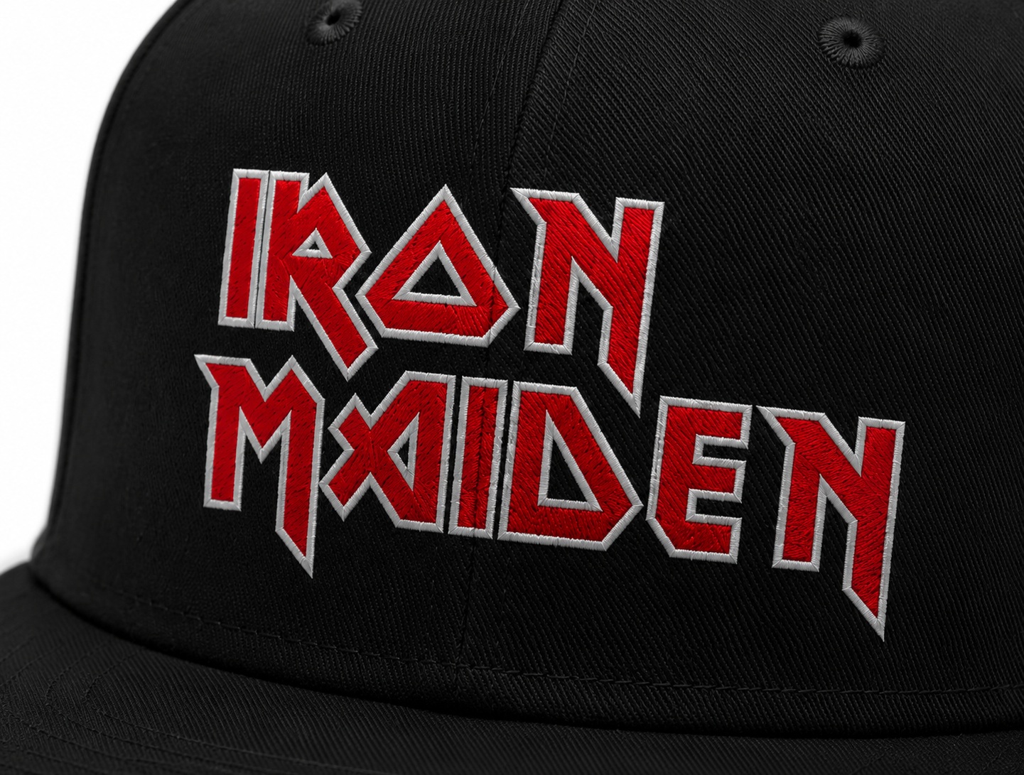 Iron Maiden Unisex Snapback Cap With Red Pointed Cuts Crest Design 

