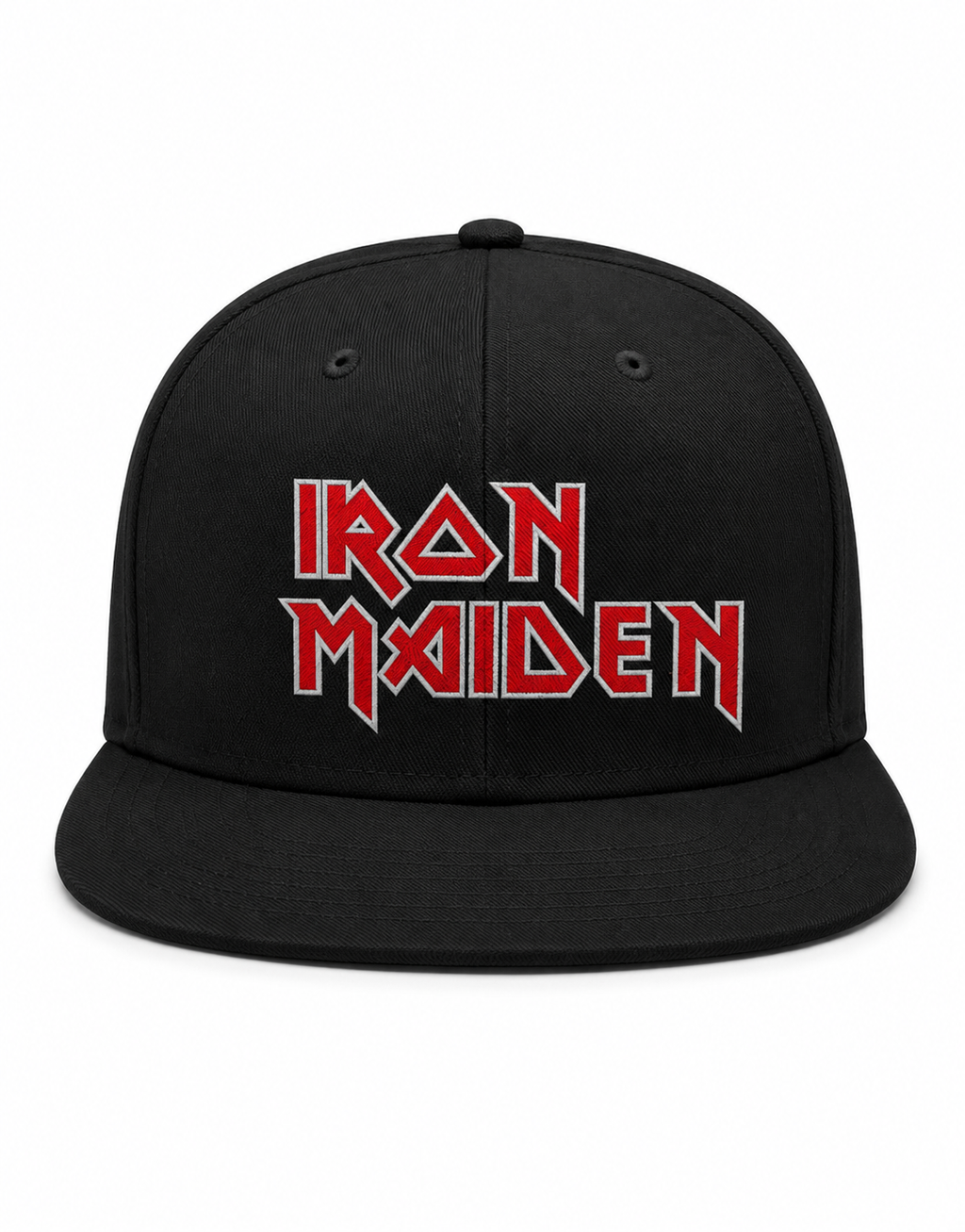 Iron Maiden Unisex Snapback Cap With Red Pointed Cuts Crest Design 
