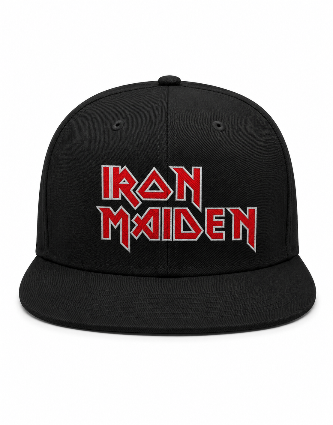 Iron Maiden Unisex Snapback Cap With Red Pointed Cuts Crest Design 
