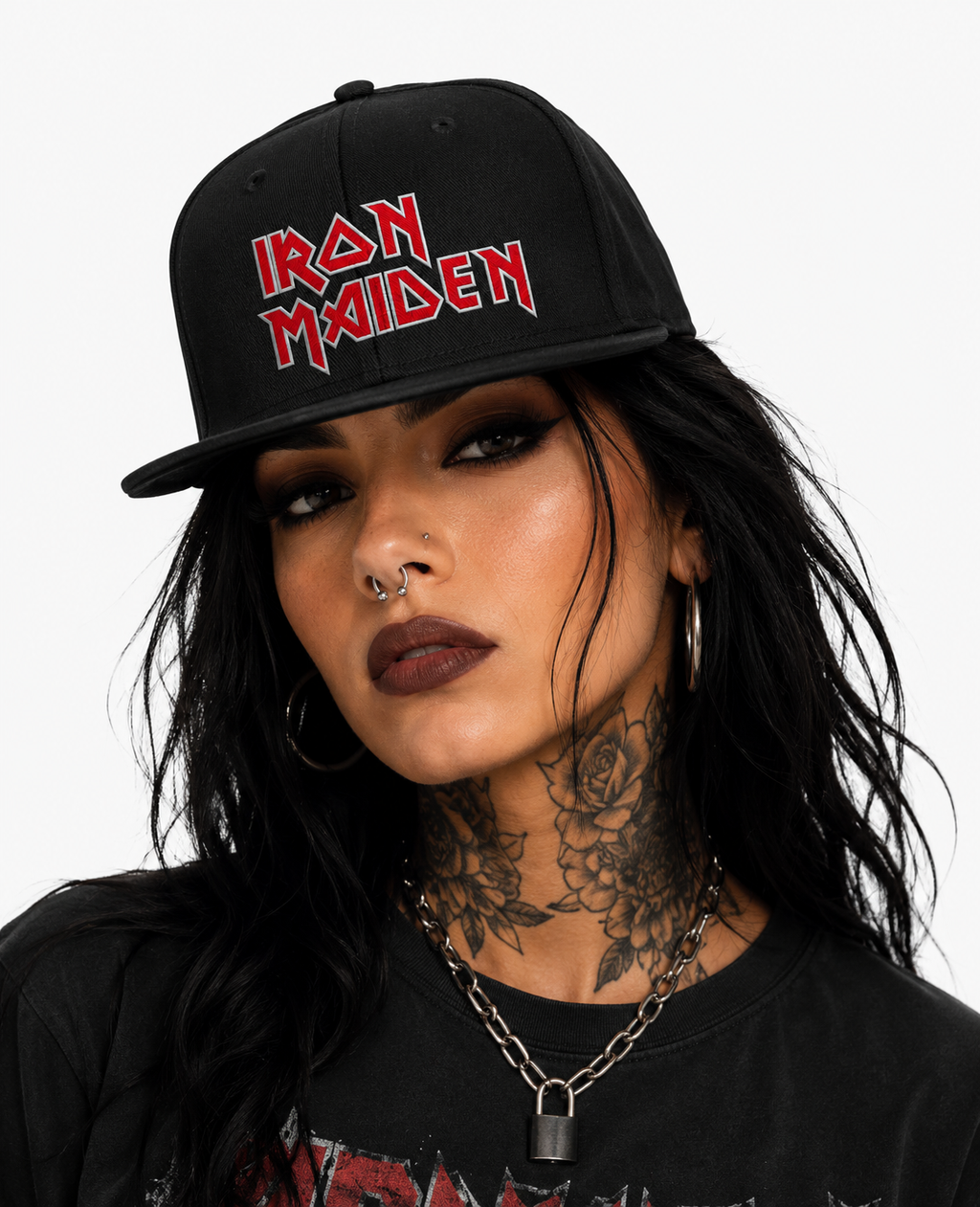 Iron Maiden Unisex Snapback Cap With Red Pointed Cuts Crest Design 
