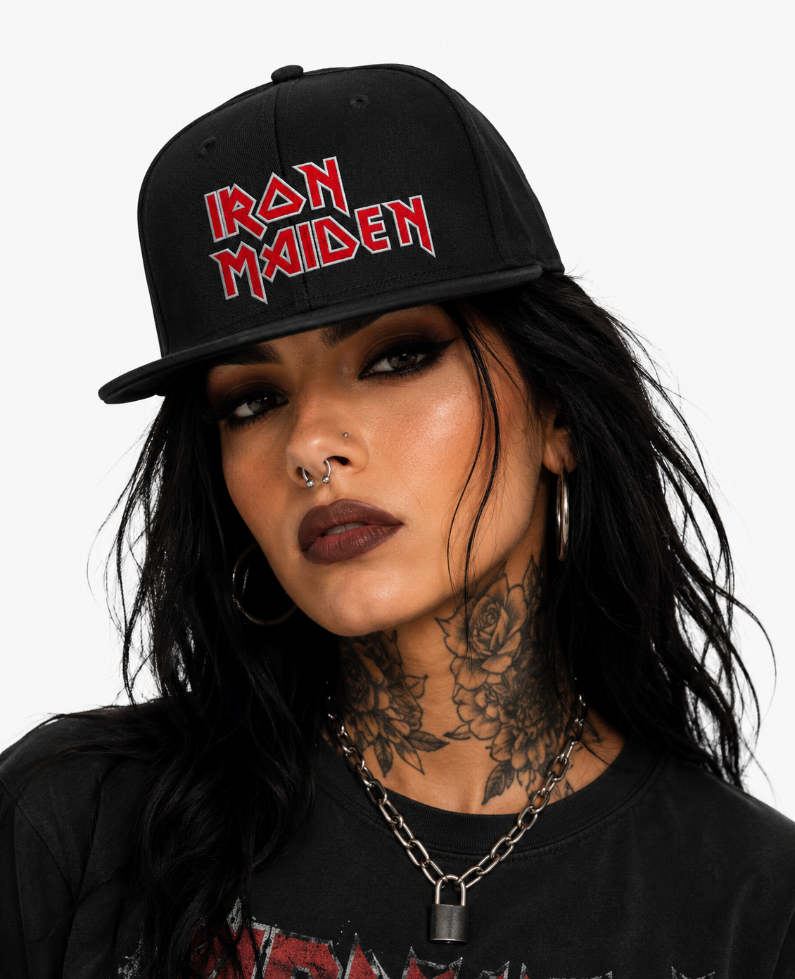 Iron Maiden Unisex Snapback Cap With Red Pointed Cuts Crest Design 
