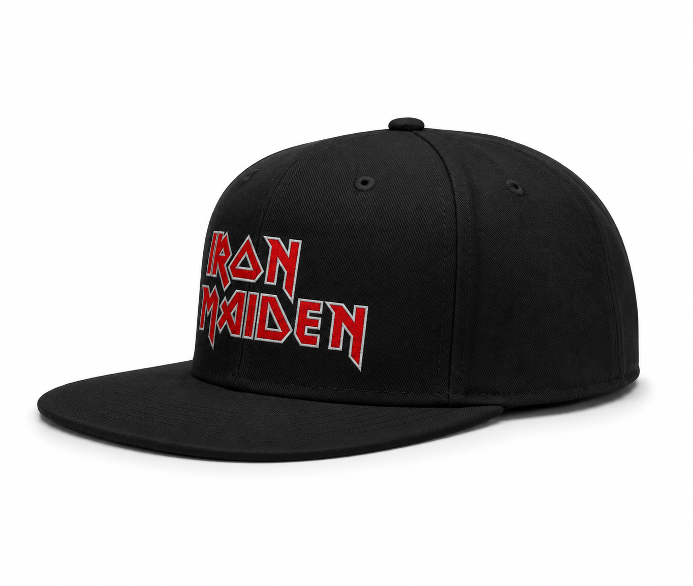 Iron Maiden Unisex Snapback Cap With Red Pointed Cuts Crest Design 
