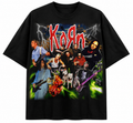 Korn Unisex Oversized Graphic T-Shirt With Toxic Green Chaos Collage Design Front 