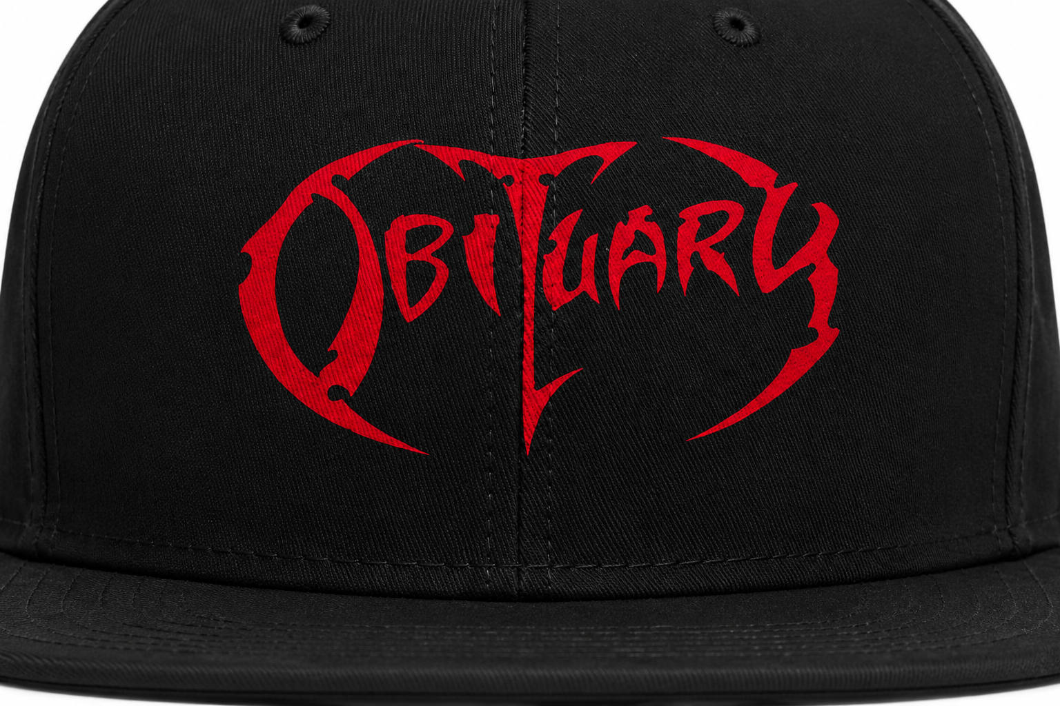 Obituary Unisex Snapback With Blood Red Cracked Texture Design 
