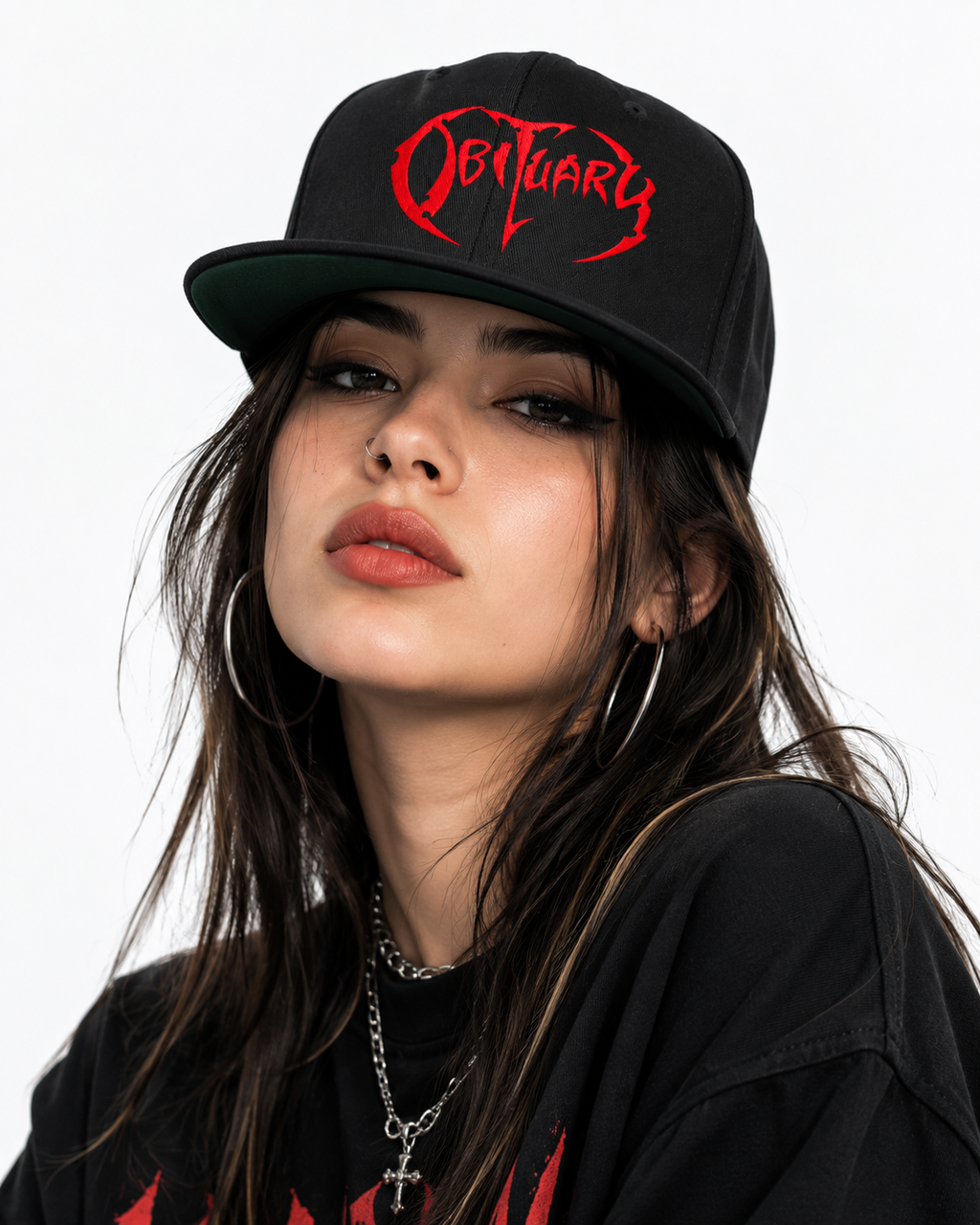 Obituary Unisex Snapback With Blood Red Cracked Texture Design 
