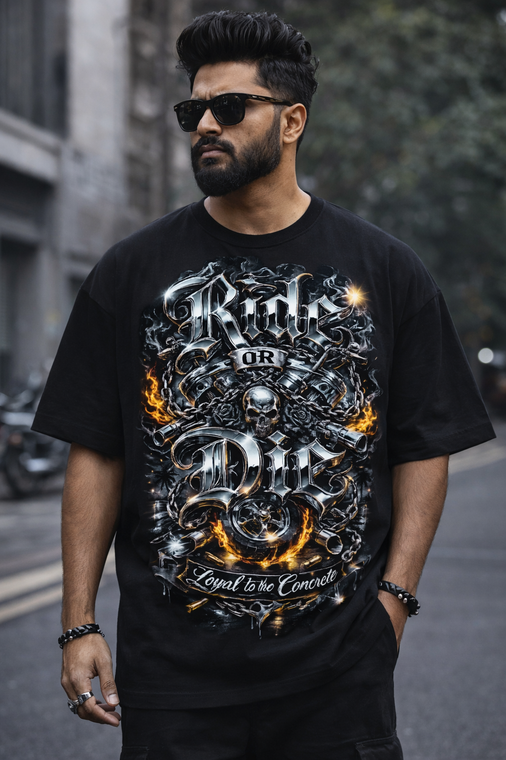 Ride or Die Biker Bootleg Style T-Shirt