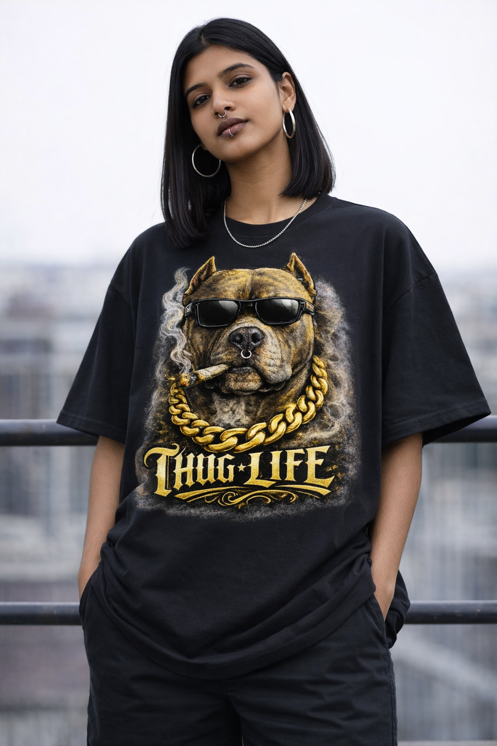 Thug Life Mops Unisex Oversized Klassisches T-Shirt