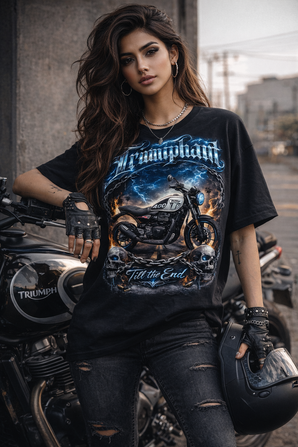 Triumphant Biker Bootlegged Style T-Shirt