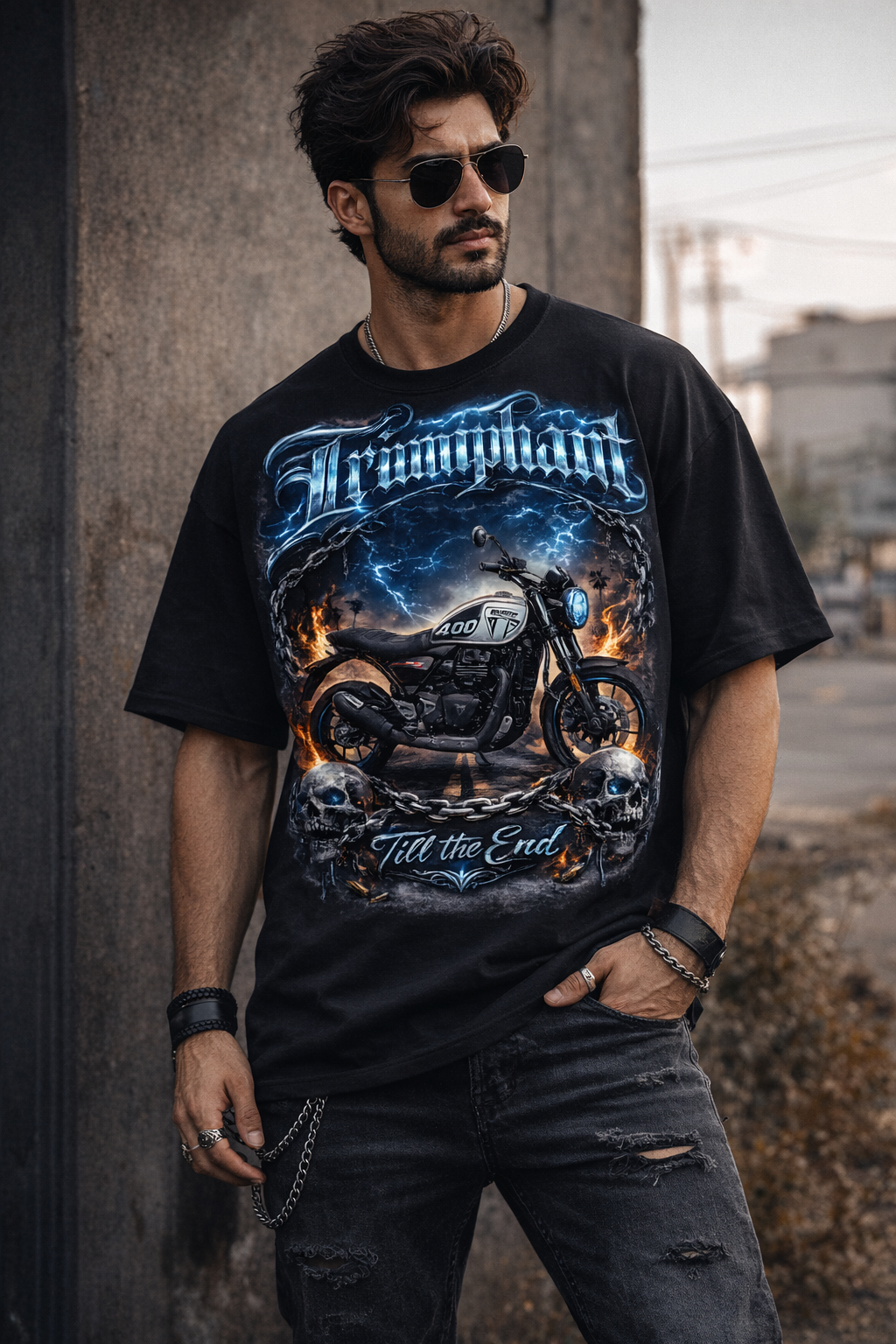 Triumphant Biker Bootlegged Style T-Shirt