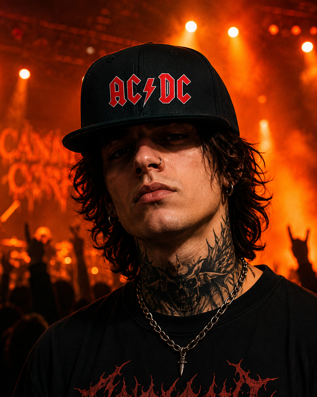 AC/DC Unisex Snapback Cap With Blood Red Lightning Bold Design 