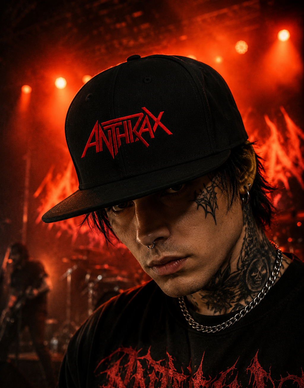 Anthrax Unisex Snapback Cap With Blood Red Thrash Metal Logo Design 
