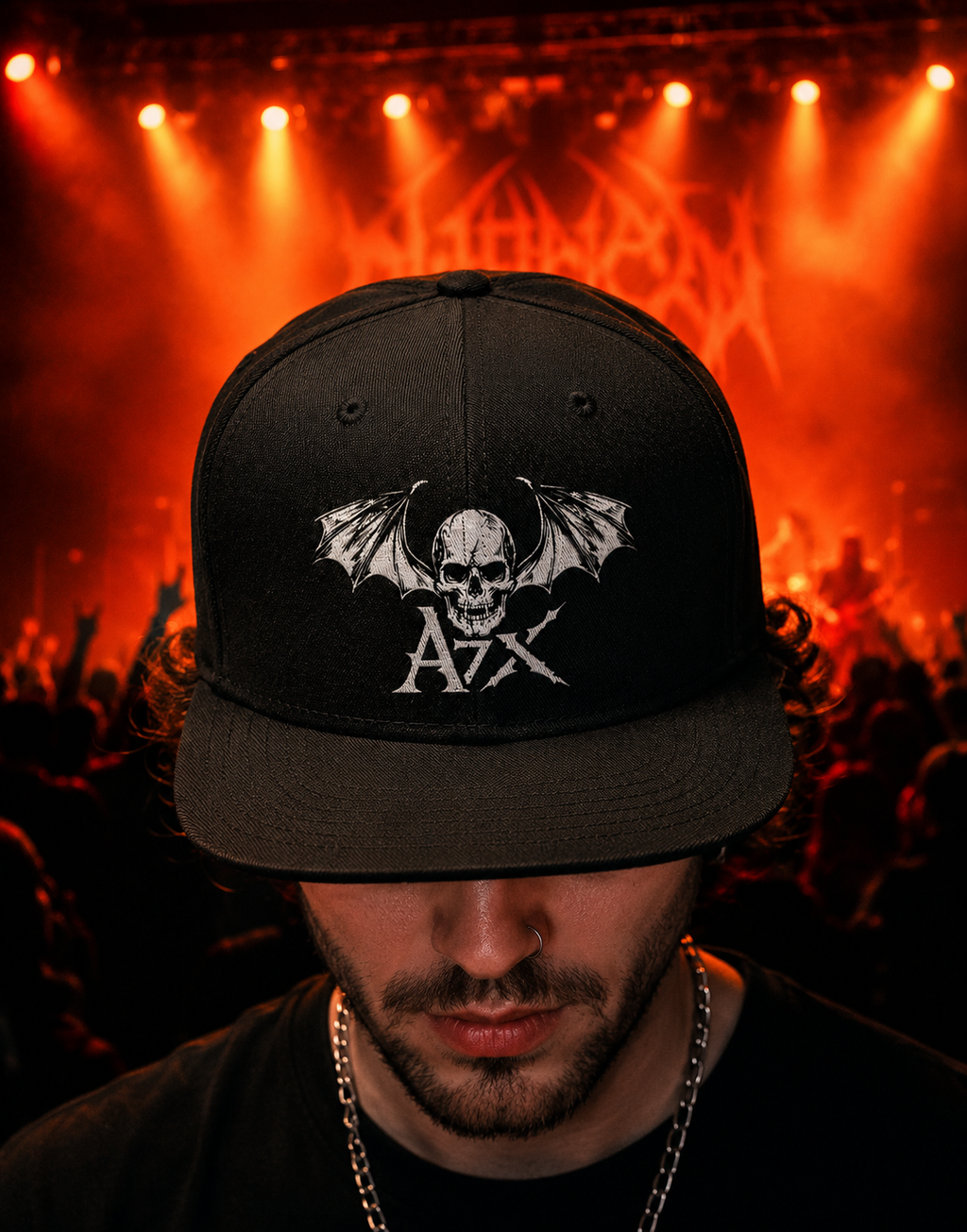 Avenged Sevenfold Unisex Snapback Cap With White Deathbat Skull Design
