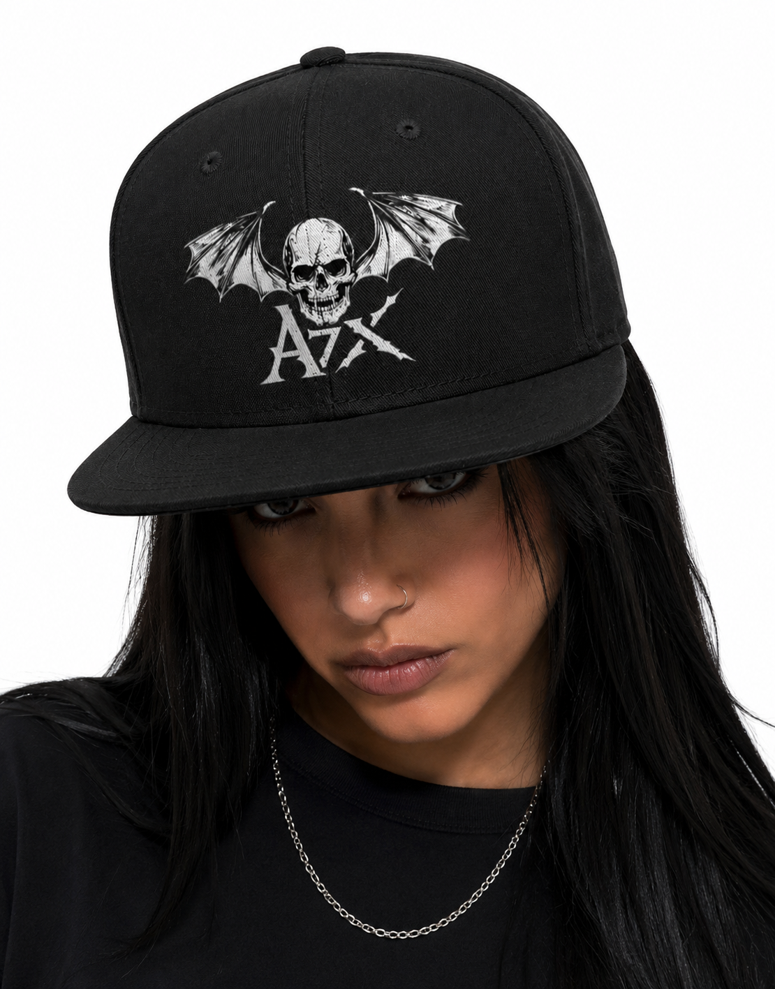 Avenged Sevenfold Unisex Snapback Cap With White Deathbat Skull Design
