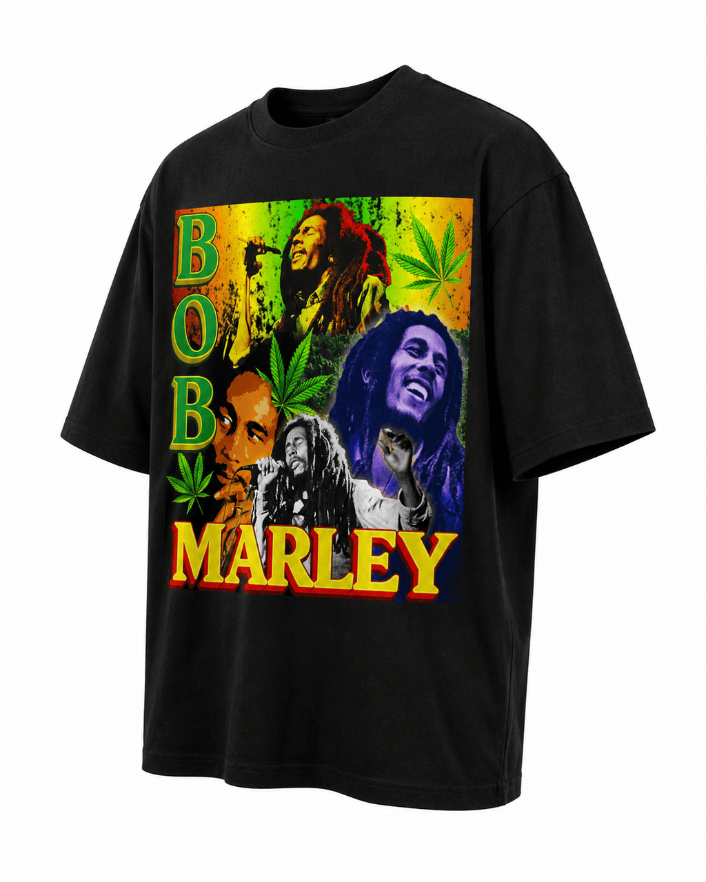 Bob Marley Unisex Oversized Graphic T-Shirt With One Love Rasta Green Design Side