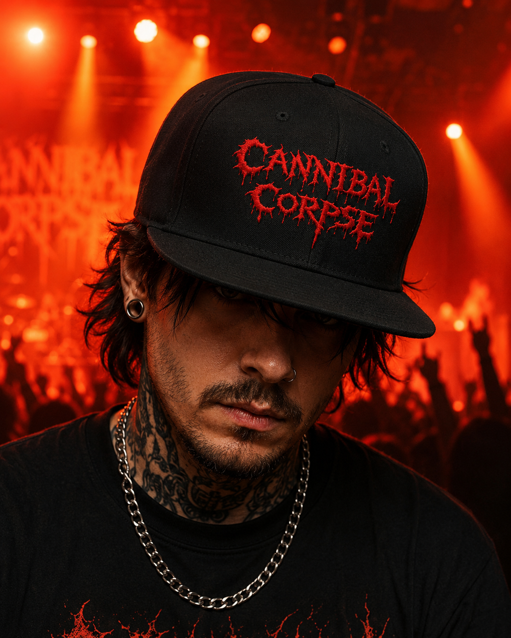 Cannibal Corpse Unisex Snapback Cap With Blood Red Dripping Gore Design 
