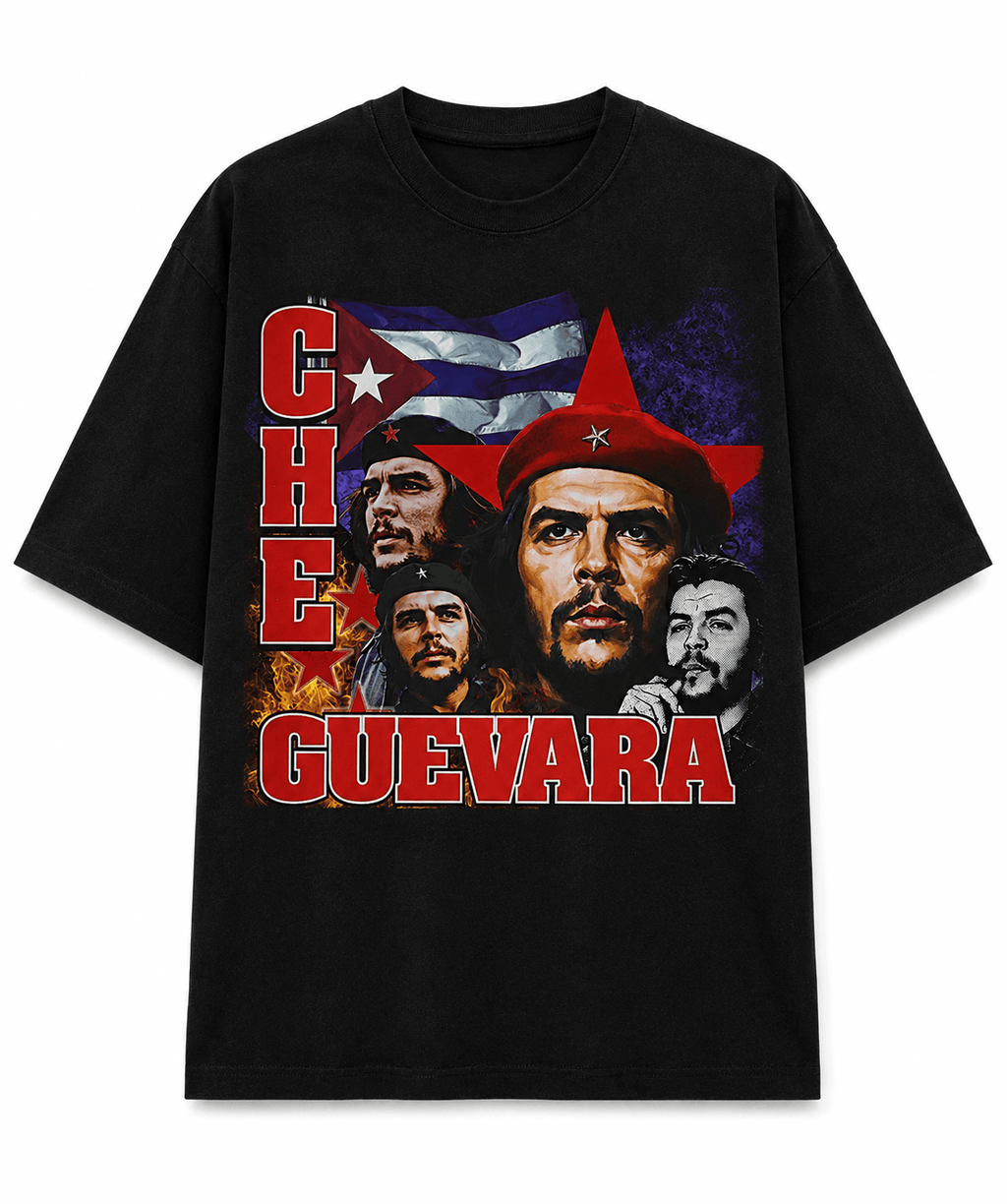 Che Guevera Unisex Oversized Graphic T-Shirt Live Free Die Hard Red Beret Design Front