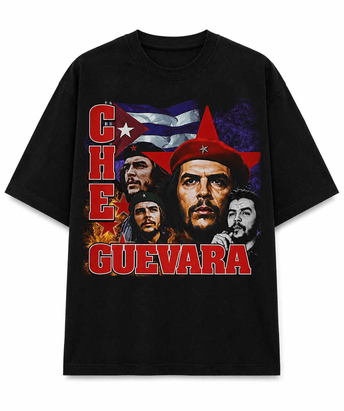Che Guevera Unisex Oversized Graphic T-Shirt Live Free Die Hard Red Beret Design Front