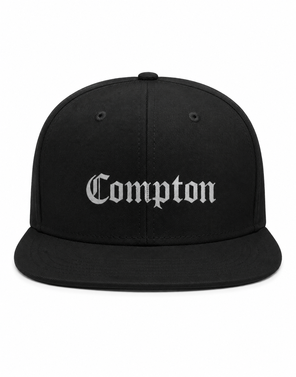 Compton OG Unisex Snapback Cap With White Gothic Lettering Design