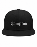 Compton OG Unisex Snapback Cap With White Gothic Lettering Design