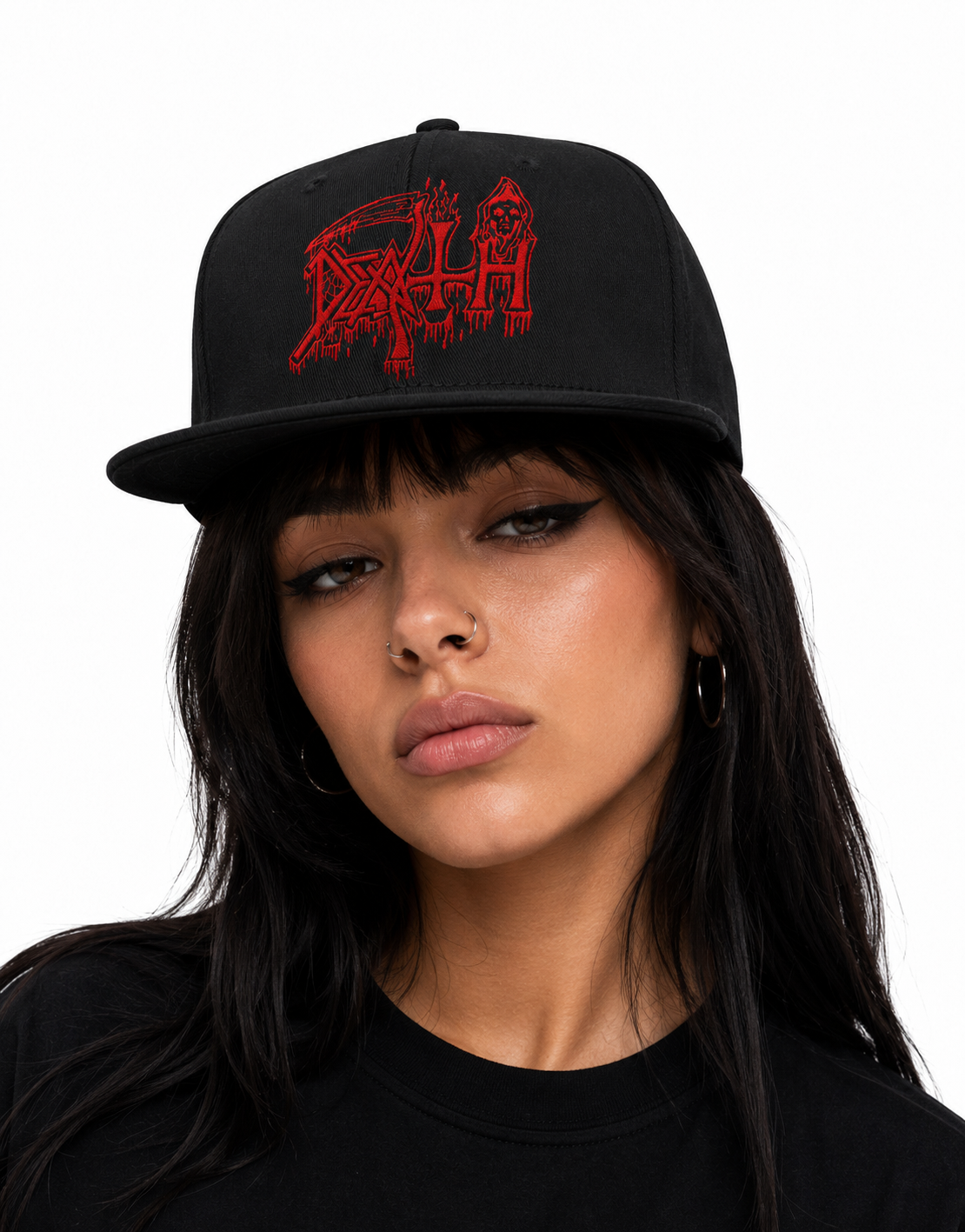  Death Band Unisex Snapback With Red Jagged Blade Design 

