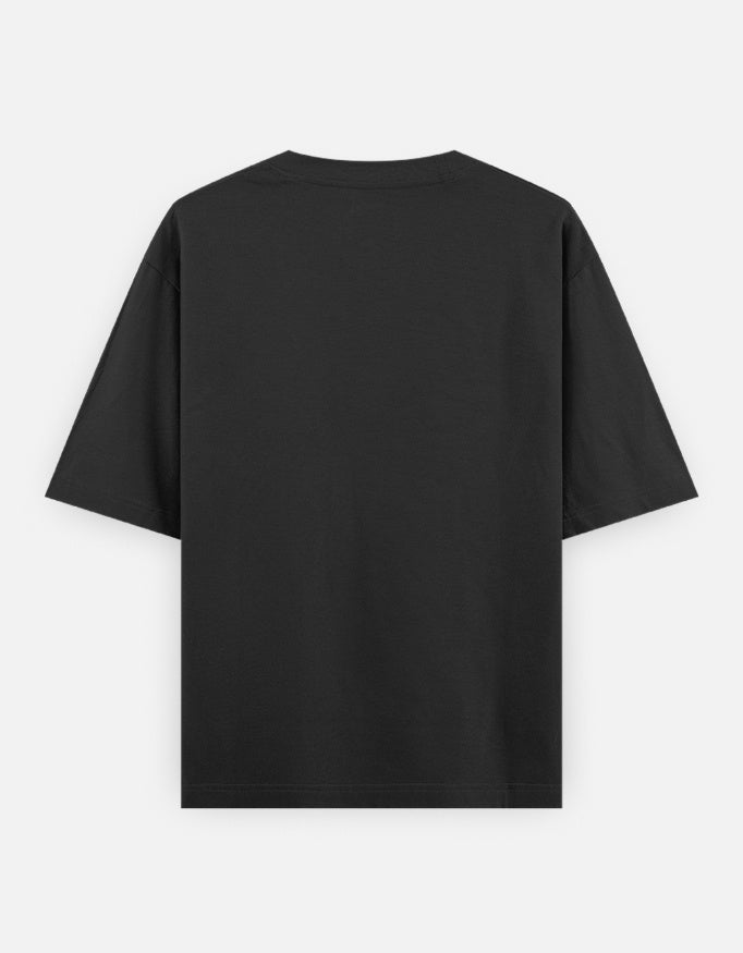 Divine Gunheads Punya Paap Duality unisex oversized graphic T-shirt clean back in 100% cotton with minimal finish.
