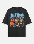 Divine iced out shine Indian hip hop unisex oversized graphic T-shirt front, Mumbai streetwear culture, 100% cotton, rep dreams.
