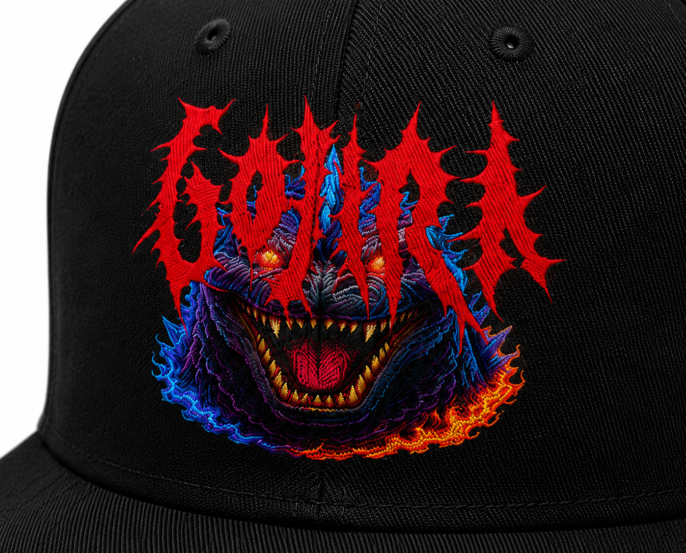 Gojira Unisex Snapback Cap With Inferno Red Demonic Whale Beast Design 
