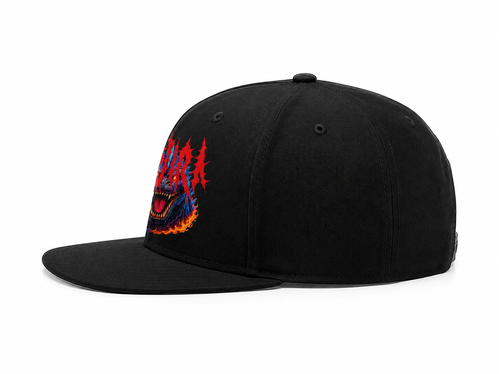 Gojira Unisex Snapback Cap With Inferno Red Demonic Whale Beast Design 
