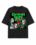 Green Day Unisex Oversized Graphic T-Shirt With Toxic Green Punk Collage Chaos Design 