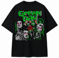 Green Day Unisex Oversized Graphic T-Shirt With Toxic Green Punk Collage Chaos Design Front 