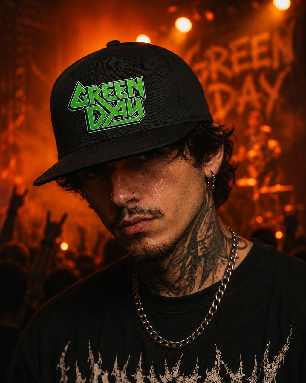 Green Day Unisex Snapback Cap With Toxic Green Angular Logo Design 