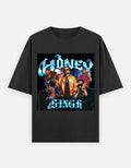 Honey Singh Y2K Hip Hop oversized graphic t-shirt front, Rise and Vibe attitude design.