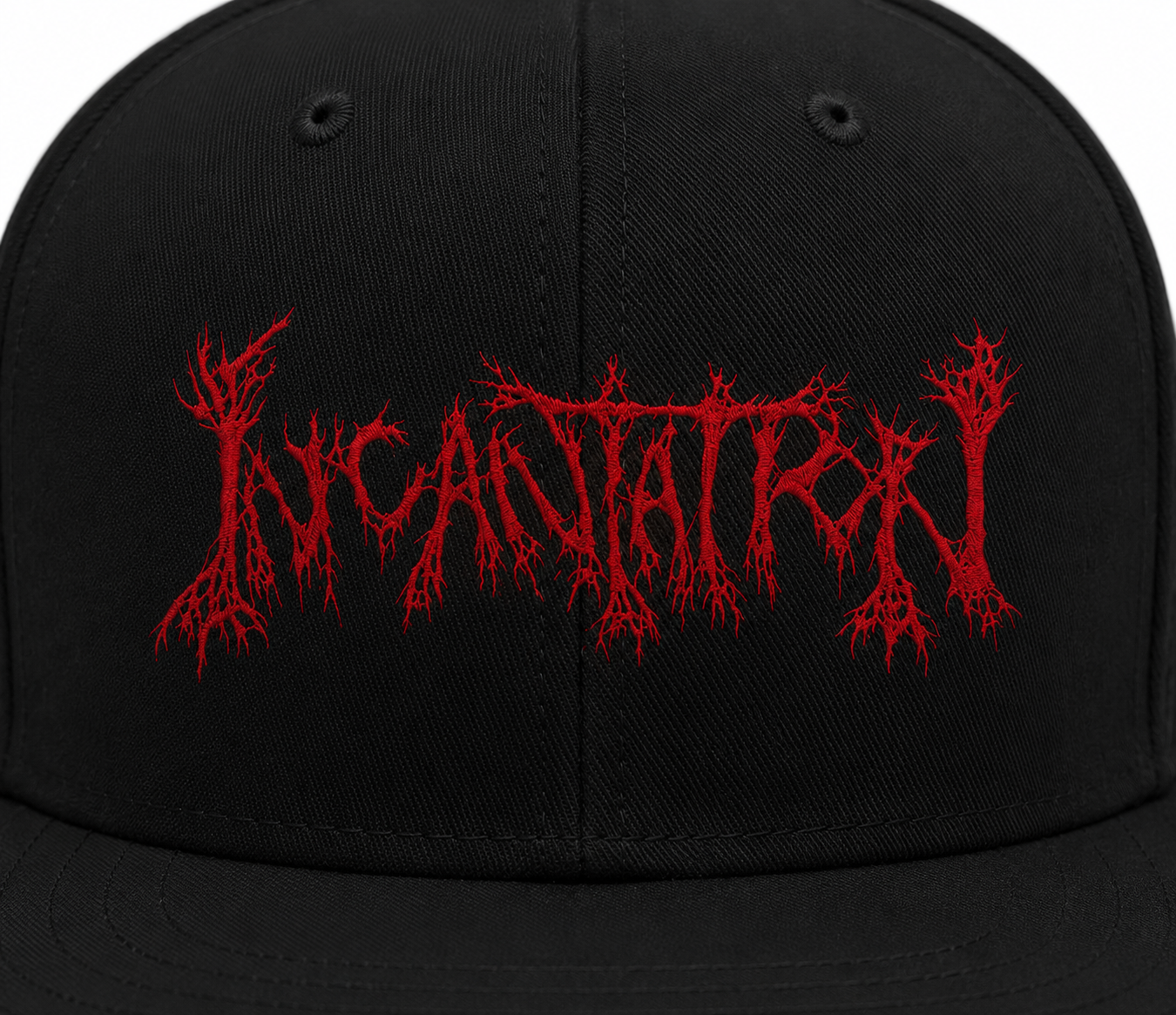 Incantation Unisex Snapback Cap With Blood Red Thorned Logo Design