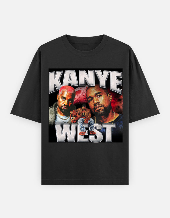 Kanye West Silver Luxury Legacy unisex oversized graphic t-shirt featuring bold cosmic streetwear design in 100% cotton. 
