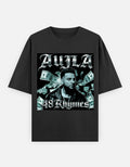 Karan Aujla Live It Up front look Oversized Graphic T-Shirt with bold streetwear style, vibrant energy, and standout attitude in 100% cotton apparel.
