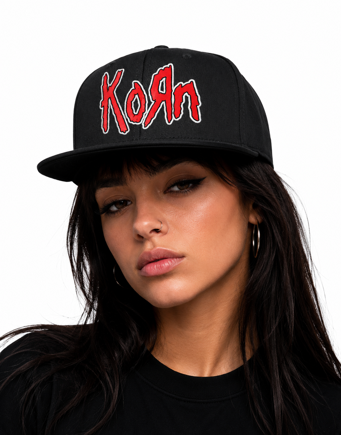 Korn Nu Metal Unisex Snapback Cap With Red Scratched Metal Design 

