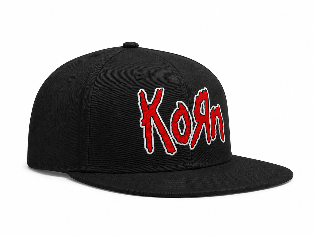 Korn Nu Metal Unisex Snapback Cap With Red Scratched Metal Design 
