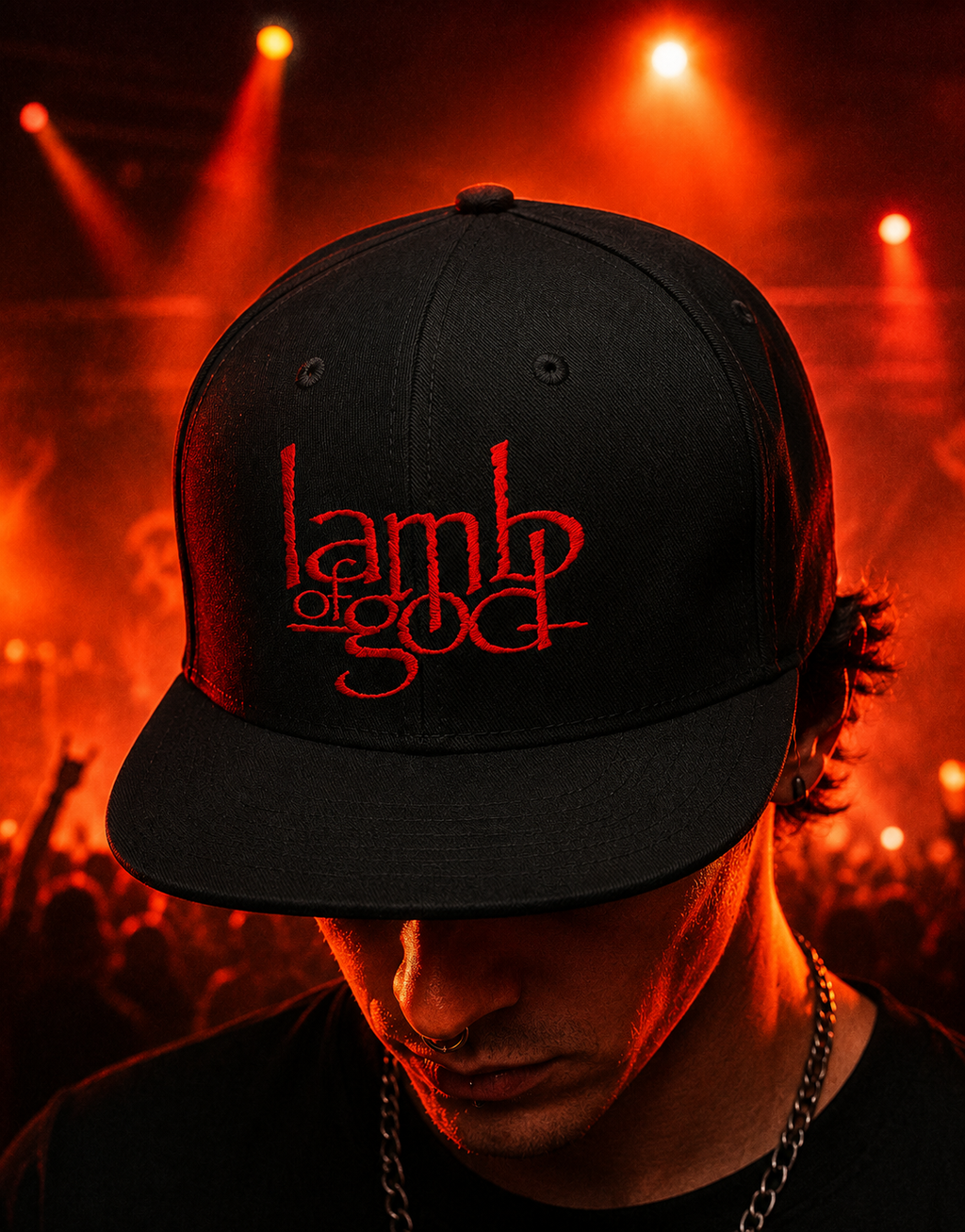 Lamb of God Unisex Snapback Cap With Blood Red Distressed Lettering Design