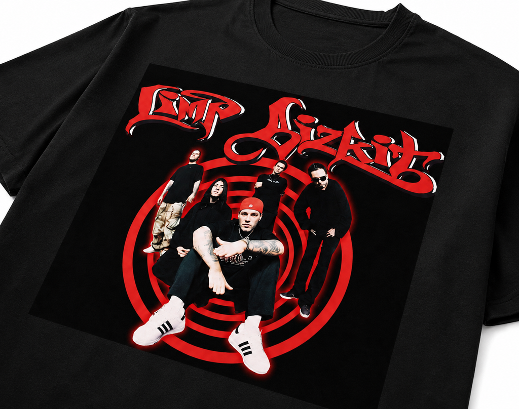 Limp Bizkit Unisex Oversized Graphic T-Shirt With Blood Red Graffiti Band Collage Design 