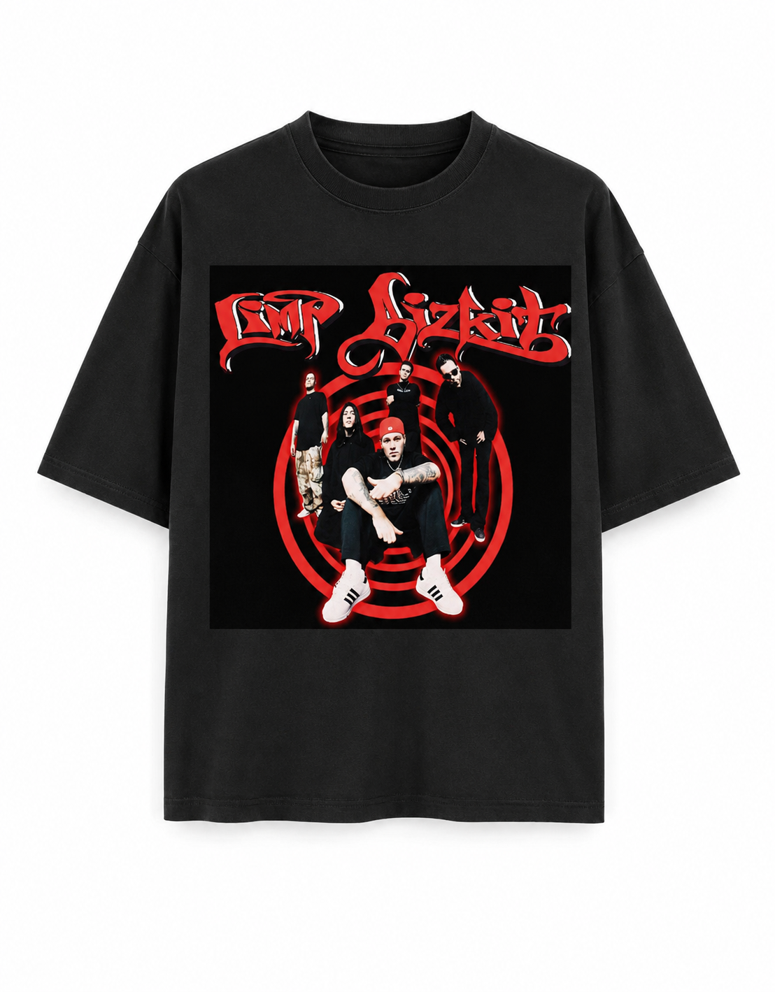 Limp Bizkit Unisex Oversized Graphic T-Shirt With Blood Red Graffiti Band Collage Design 