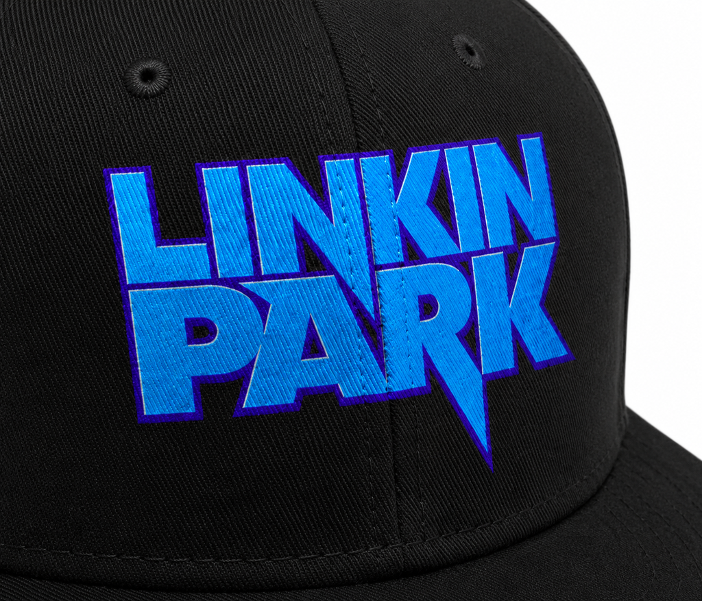 Linkin Park Unisex Snapback Cap With Electric Blue Metallic Lettering Design 
