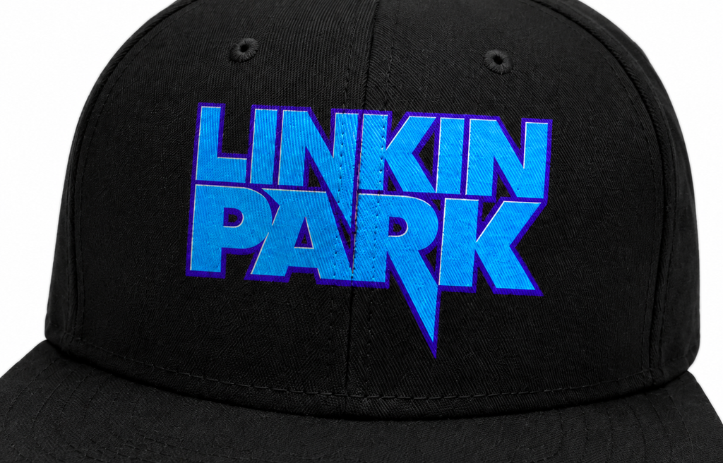 Linkin Park Unisex Snapback Cap With Electric Blue Metallic Lettering Design 
