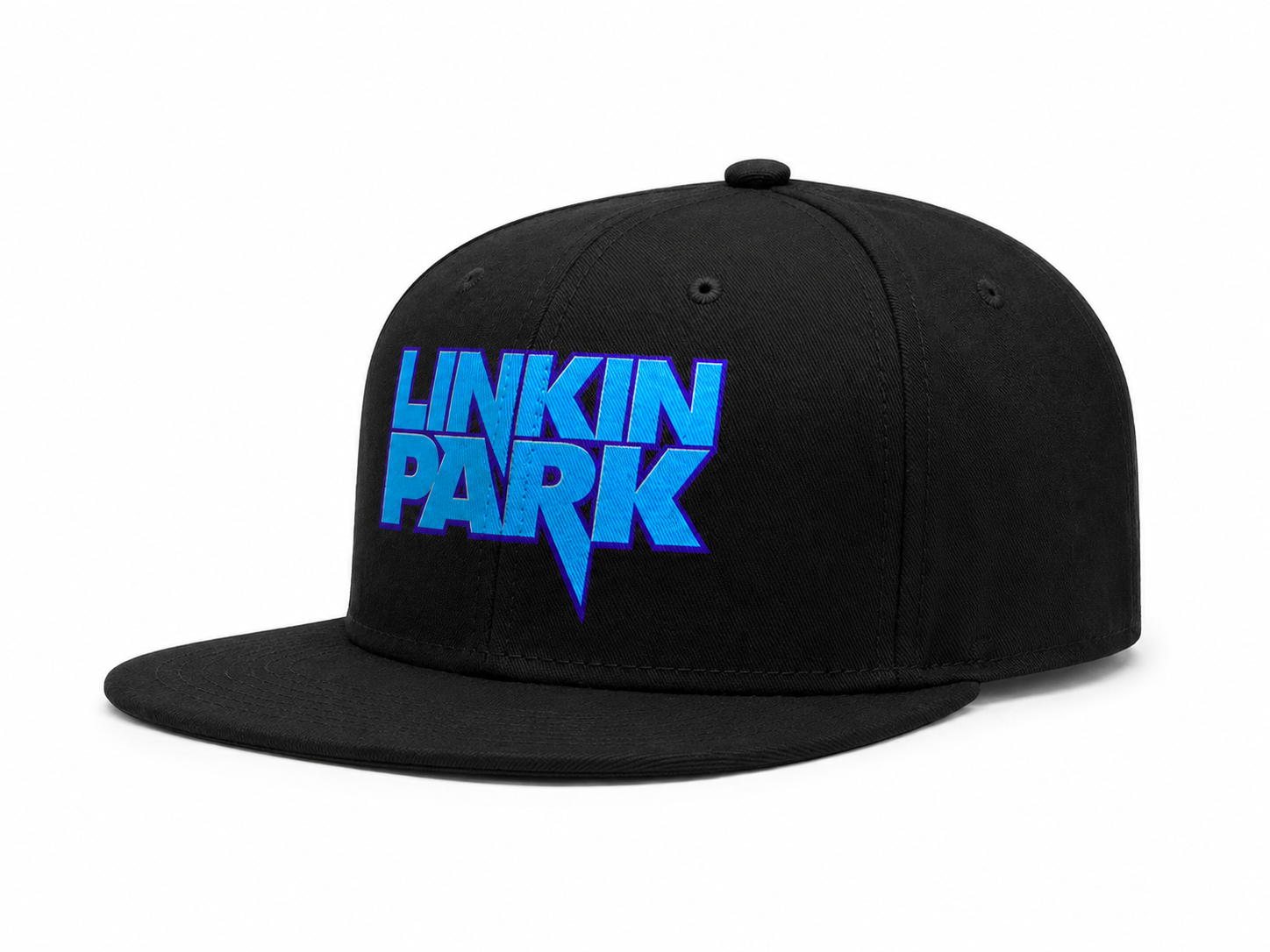 Linkin Park Unisex Snapback Cap With Electric Blue Metallic Lettering Design 
