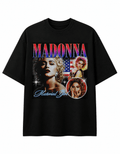 Madonna Unisex Oversized Graphic T-Shirt With Material Girl Red Blue Retro Y2K Design Front 