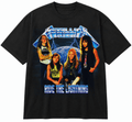 Metallica Ride The Lightning Unisex Oversized Graphic T-Shirt Black Electric Gothic Lettering Design Front